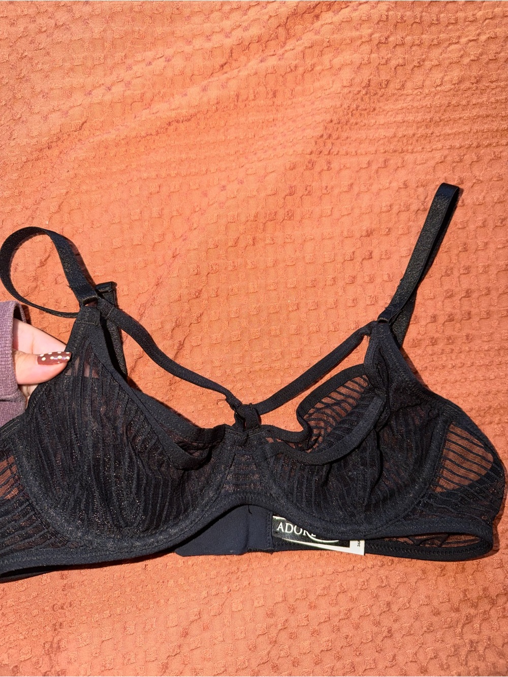Adore Me Black Sheer Strappy Underwire Bra